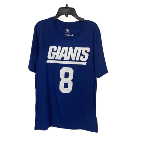 NFL Team Apparel Giants Daniel Jones #8 T-Shirt Size L Blue Cotton Oversized NWT - Picture 1 of 7